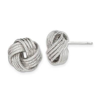 Textured Love Knot Post Earrings Sterling Silver Polished QE15055, MPN: QE15055, 883957325392