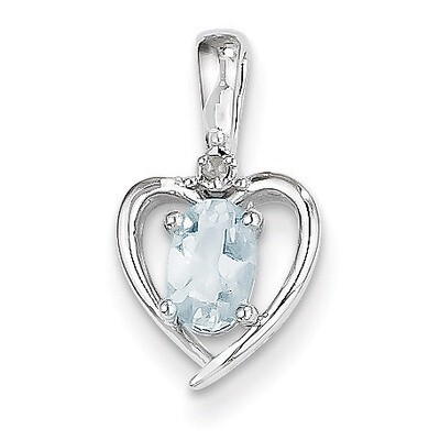 Aquamarine Diamond Pendant 14k White Gold Genuine XBS456, MPN: XBS456, 883957413921