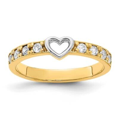 White Rhodium CZ Diamond Heart Ring 14k Gold R954, MPN: R954, 196904041789