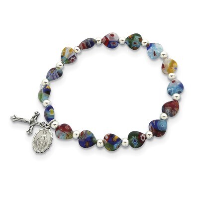 Multi-color Heart Bead Cross Bracelet GM18002, MPN: GM18002, 827225083850