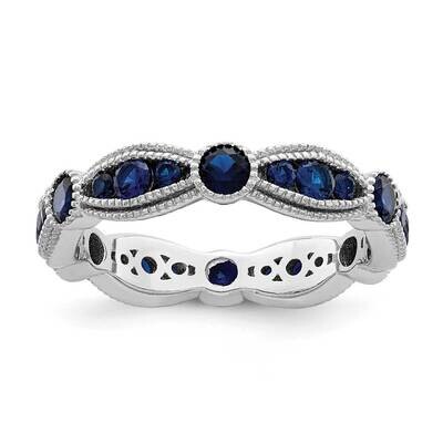 Synthetic Blue Spinel Eternity Band Sterling Silver Rhodium-plated QR7017, MPN: QR7017, 883957898759