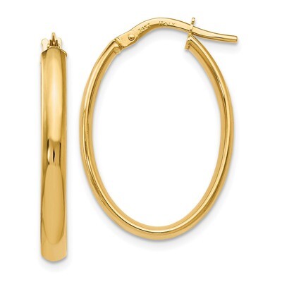 Leslie&#39;s Oval Hoop Earrings 14k Gold Polished HB-LE1055, MPN: LE1055, 191101556562