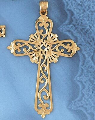 Dazzlers Jewelry Cross Pendant Necklace Charm Bracelet in Yellow, White or Rose Gold 7875, MPN: DZ-…