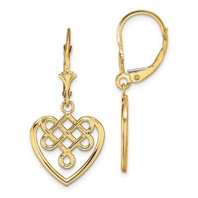 Celtic Knot Heart Leverback Earrings 14k Gold TF1792, MPN: TF1792, 637218176939