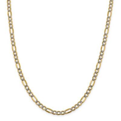 5.25mm Semi-Solid with Rhodium Pav Figaro Chain 22 Inch 14k Gold PWC120-22, MPN: PWC120-22, 883957…