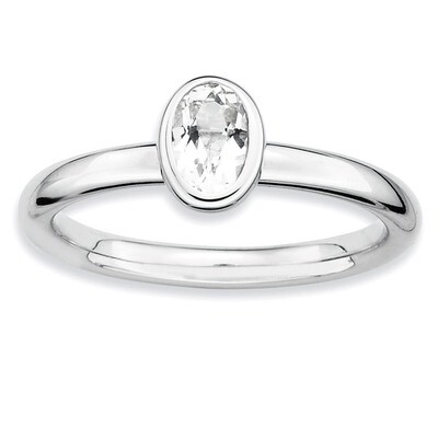 Oval White Topaz Ring - Sterling Silver QSK437, MPN: QSK437, 886774217109