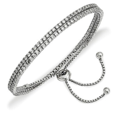 CZ Adjustable Wrap Bracelet Sterling Silver Rhodium-plated QG4172, MPN: QG4172, 191101227998