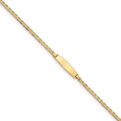 7 Inch Flat Anchor Link Soft Diamond Shape ID Bracelet 14k Gold LID71C-7, MPN: LID71C-7, 8839578378…