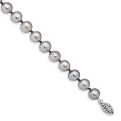 8-9mm Grey Cultured Freshwater Pearl Bracelet 7.25 Inch Sterling Silver Rhodium QH5163-7.25, MPN: Q…