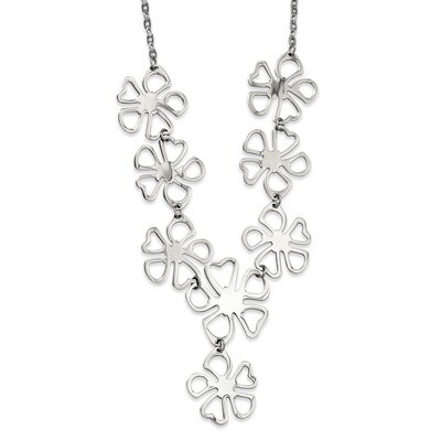 Polished Flowers 18 Inch Y Necklace Stainless Steel SRN771-18