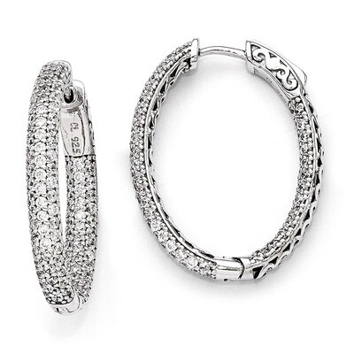 Pave .81 inch Diameter Cubic Zirconia Hoop Earrings Sterling Silver QMP326, MPN: QMP326, 8867741651…