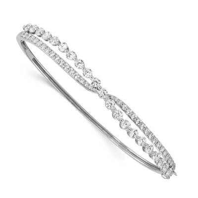 Criss Cross CZ Diamond Hinged Bangle Sterling Silver Rhodium-plated QB1264, MPN: QB1264, 1969041606…