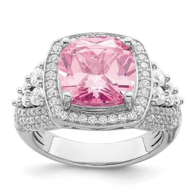White and Pink CZ Diamond Ring Sterling Silver Rhodium-Plated QR7374, MPN: QR7374,