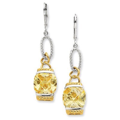 Vermeil Light Yellow Diamond Earrings Sterling Silver QE4336, MPN: QE4336, 883957929668