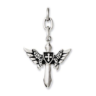 Wings with Cross Interchangeable Charm Pendant - Stainless Steel SRCH212 by Chisel, MPN: SRCH212,