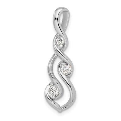 Twist CZ Diamond Chain Slide Sterling Silver Rhodium-Plated QP5564, MPN: QP5564,