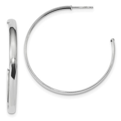 Post Hoop Earringss Sterling Silver Rhodium-plated Polished QE13214, MPN: QE13214, 191101235214