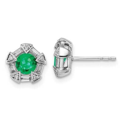 Emerald and Diamond Post Earrings 14k White Gold EM8520-EM-018-WA, MPN: EM8520-EM-018-WA, 883957971…