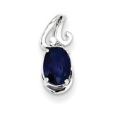 Sapphire Oval Pendant Sterling Silver Rhodium-plated Diamond QP2978S, MPN: QP2978S, 883957481289