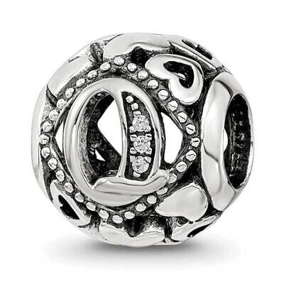 CZ Letter Q Bead Sterling Silver QRS4110, MPN: QRS4110,