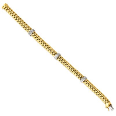 0.05ct Completed Polished Diamond &amp; Mesh Bracelet 7.25 Inch 14k Two-Tone Gold SF607-7.25, MPN: SF60…