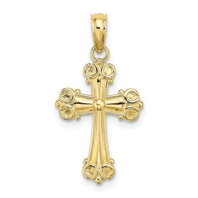 Cross with Scroll Tips and Button Center Charm 10k Gold 10K8416, MPN: 10K8416,