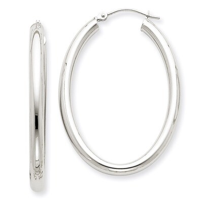 Polished 3.5mm Oval Tube Hoop Earrings 14k White Gold TC121, MPN: TC121, 883957288574