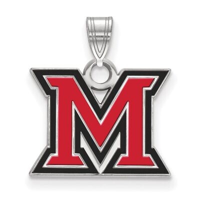 Miami University Small Enamel Pendant Sterling Silver SS015MU, MPN: SS015MU, 886774689937