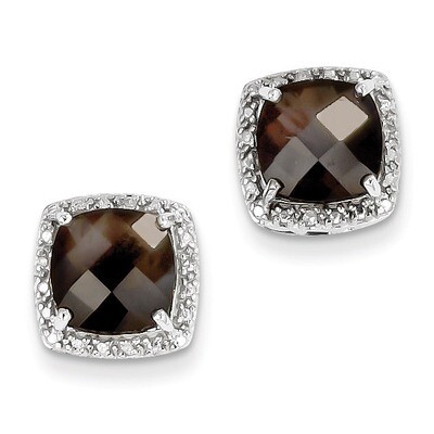 Smokey Quartz and Diamond Earrings Sterling Silver QE9850SQ, MPN: QE9850SQ, 886774670928