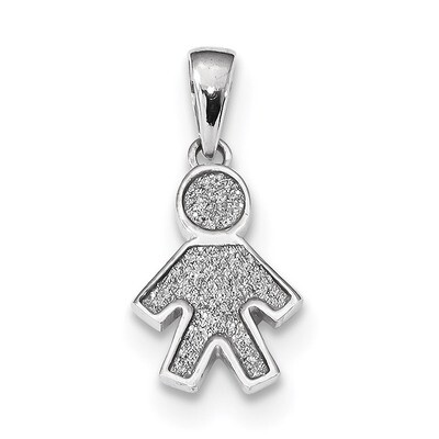 Enamel Glitter Fabric Boy Pendant Sterling Silver Rhodium QC9217, MPN: QC9217,