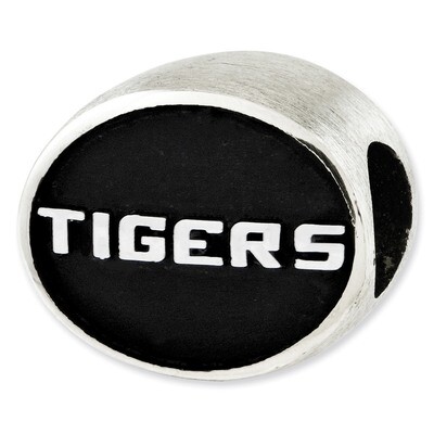 Antiqued Louisiana State University Collegiate Bead Sterling Silver QRS2041