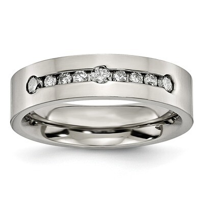 Polished 1/2 Ct Tw. Diamond 6mm Band Titanium TB441A-10