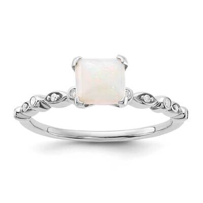 Sterling Silver Polished 6mm White Opal and Diamond Ring RM3576-OI-SSAS43-7
