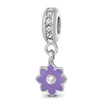 SS Preciosa Crystal Purple Enamel Dangle Flower Bead QRS4223, MPN: QRS4223,