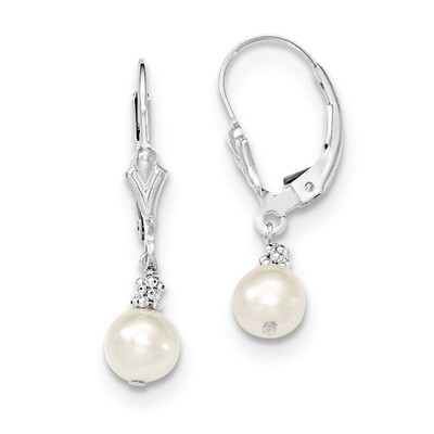 White Cultured Pearl Dangle Earrings Sterling Silver QE5403, MPN: QE5403, 191101189227