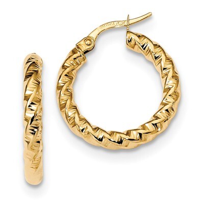 3mm Twisted Hoop Earrings 14k Gold Polished TF1144, MPN: TF1144, 191101058615