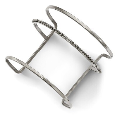 Polished Beaded Cuff Bangle Stainless Steel SRB2081
