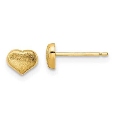 Satin and Polished Heart Post Earrings 14k Gold YE2040, MPN: YE2040, 191101731815