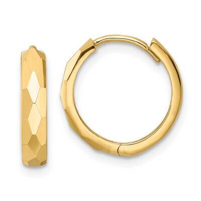 Faceted 3x15mm Hinged Hoop Earrings 14k Gold Polished TM815, MPN: TM815, 191101801136