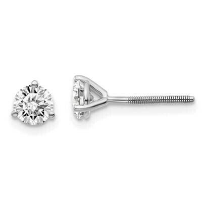 2/3ctw Cert. VS/SI D E F Lab Grown Diamond 3 Prong Screwbk Earrings 14k White Gold EM1007S-066C-WLD…