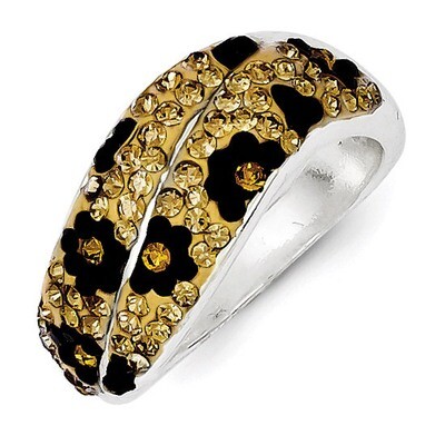 Sterling Silver Stellux Crystal Animal Print Ring QR4175-6
