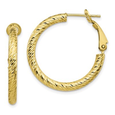 Leslie&#39;s 3x20 Diamond-cut Round Omega Back Hoop Earrings 10k Gold HB-10LE474, MPN: 10LE474, 1911014…