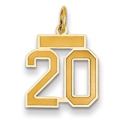 Number 20 Charm 14k Gold Small Satin  LSS20, MPN: LSS20, 883957068794