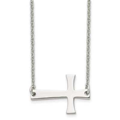 Sideways Cross Necklace Stainless Steel Polished SRN1188-19, MPN: SRN1188-19, 191101018084