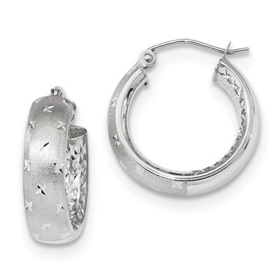 Polished Satin &amp; Diamond -cut In-Out Hoop Earrings 14k white Gold TF1047W, MPN: TF1047W, 1911016268…