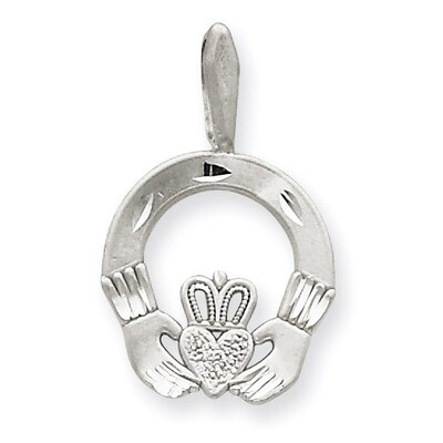 Solid D/C Claddagh Pendant 14k White Gold M2704, MPN: M2704, 191101180811