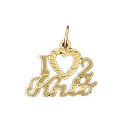 Dazzlers Jewelry I Love Knit Pendant Necklace Charm Bracelet in Yellow, White or Rose Gold 10806, M…