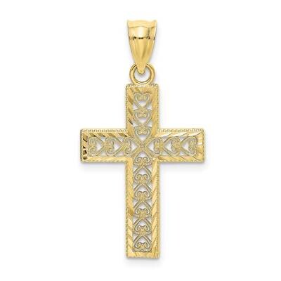 Diamond-Cut Edge and Filigree Center Cross Charm 10k Gold 10K8569, MPN: 10K8569,