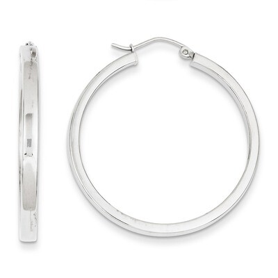 2x3mm Rectangle Tube Hoop 14k White Gold T1046, MPN: T1046, 883957286105