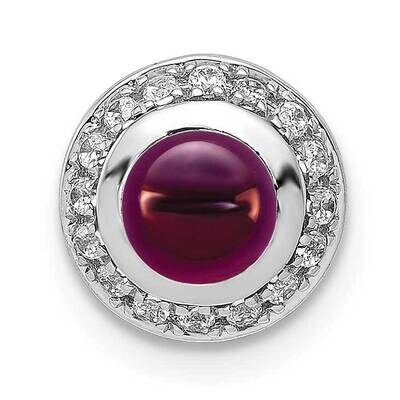 Cabochon .91 Rhodolite Garnet Chain Slide 14k White Gold Diamond PM4030-RG-012-WA, MPN: PM4030-RG-0…